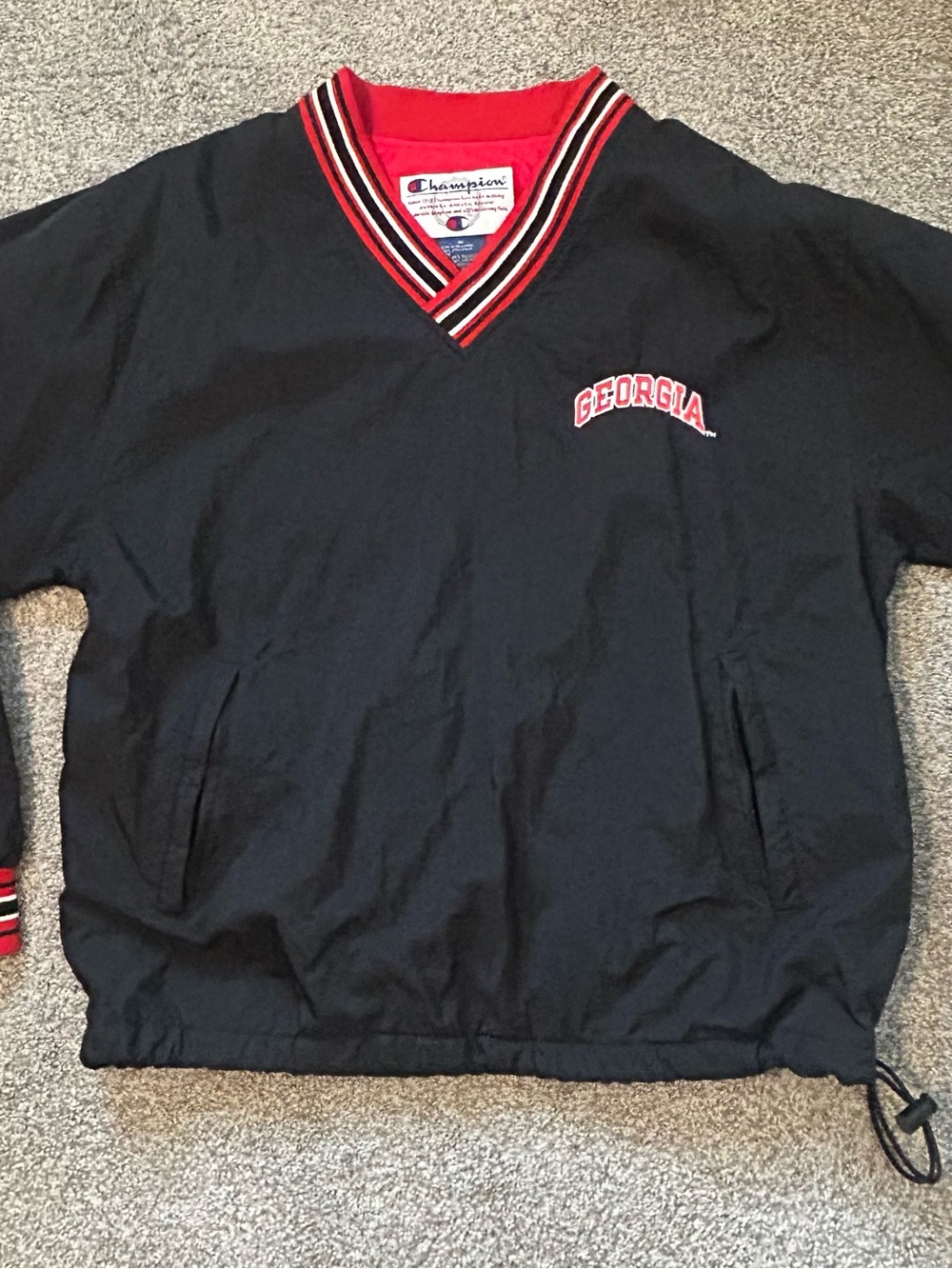 Vintage Champion Georgia Bulldogs V-Neck Pullover Jacket Black Mens Medium UGA